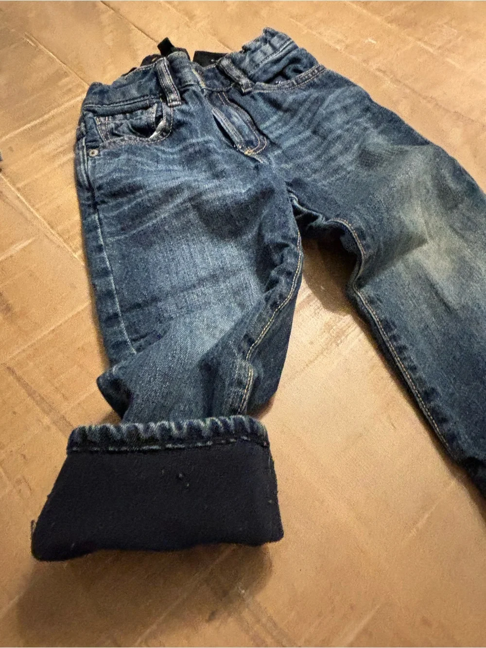 GAP Kids Dark Blue Denim Jeans with extra flannel layer for cold weather